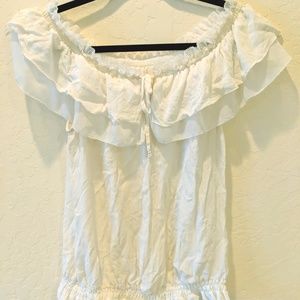 White, No Sleeve Shirt - 100% Silk